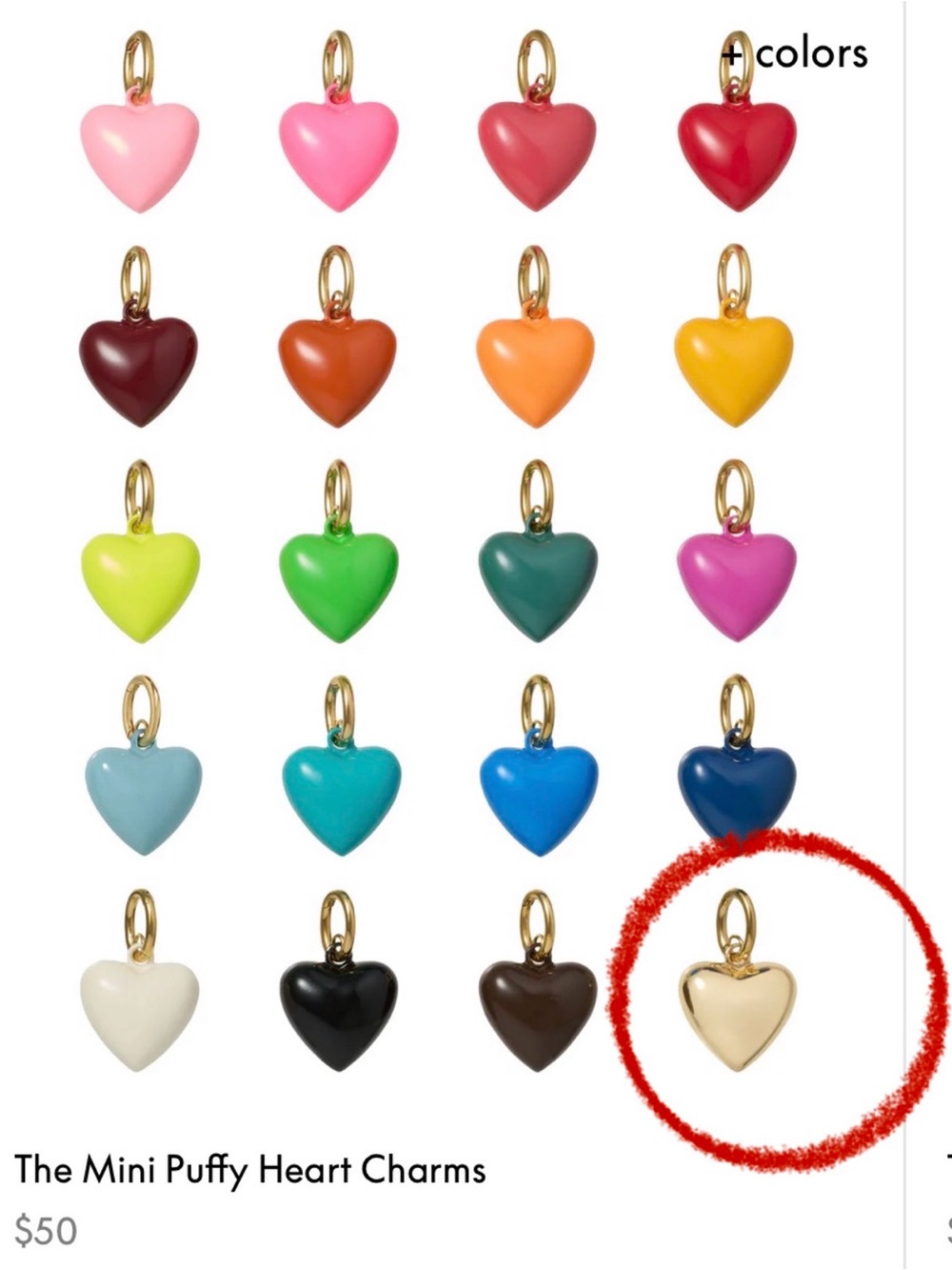 Roxanne Assoulin Authentic Mini Puffy Heart Charm Pendant - Gold NEW